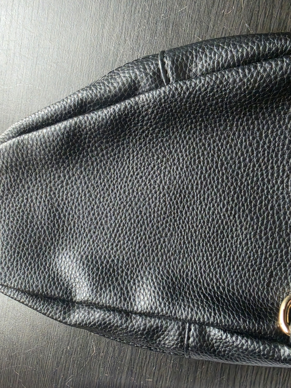 Mali + Lili Black Leather and Fur Crossbody with Gold Accent - Picture 3 of 4